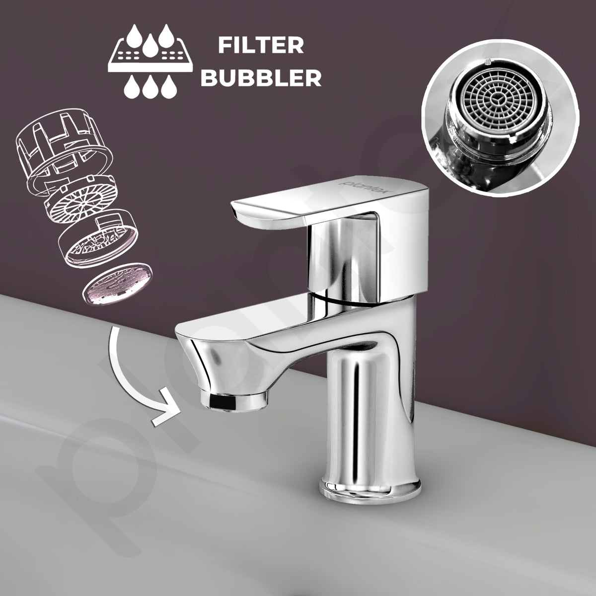 Plantex Pillar Tap for Bathroom with Water Saving Aerator and Brass Spindle/Single Lever Tap for Wash Basin with Teflon Tape/Tap for Table Top Deck Mount Pillar Tap - Pack of 1 (Chrome)-5