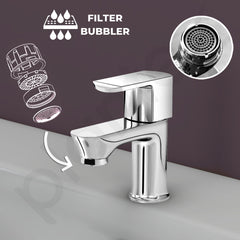 Plantex Pillar Tap for Bathroom with Water Saving Aerator and Brass Spindle/Single Lever Tap for Wash Basin with Teflon Tape/Tap for Table Top Deck Mount Pillar Tap - Pack of 1 (Chrome)-5