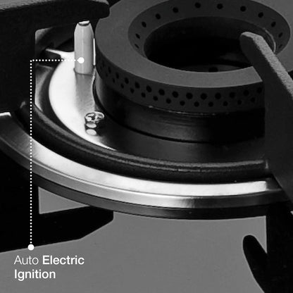 KAFF HBR 784 Built-in Hob/Hobtop 4 Burners, Auto Electric Ignition Glass Top, 78 CM, Powerful Brass Burners, 8 MM Thick Toughened Glass, Enamelled Matt Grills (Black)