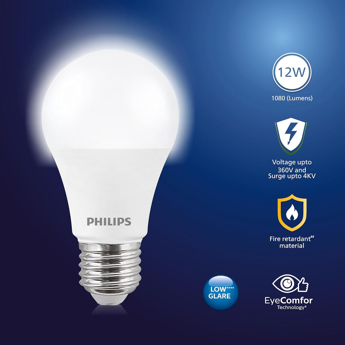 Philips 12-Watt LED Bulb E27 Base (Crystal White)