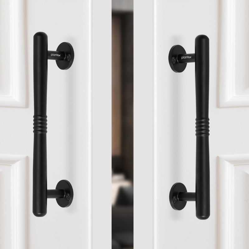 Plantex 8 Inch Pull-Push Door Handle/Stainless Steel Main Door Handle/3 Years Warranty Pack of 2 (S-142, Black)-1