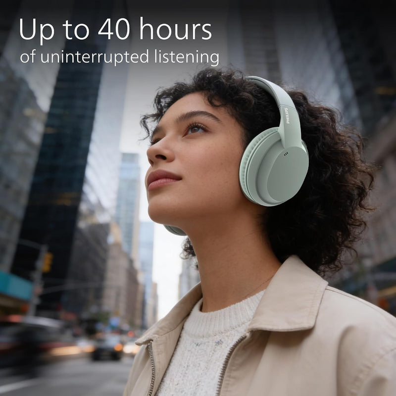Philips TAH4050 Wireless Bluetooth Headphones with Mic, 40mm Dynamic Drivers, Bluetooth 6.0 (TAH4050-GR)
