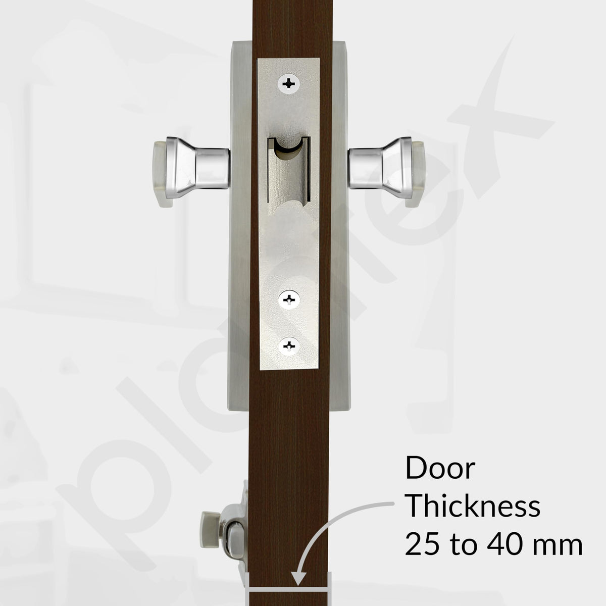 Plantex Heavy Duty Door Lock “ Bathroom Door Lock/Mortise 8inch Keyless Plate Handle Set for Home/Bathroom/Store Room/Balcony/Office with Baby Latch (8116, Satin Steel and Chrome)-3