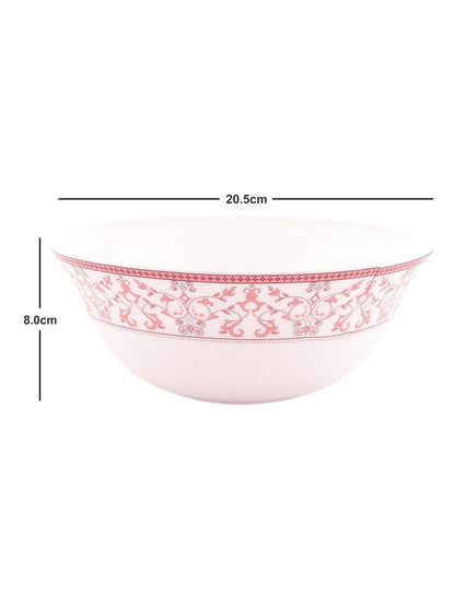 La Opala Glass Floral Dinner Set- Set of 33 Pcs, Pink