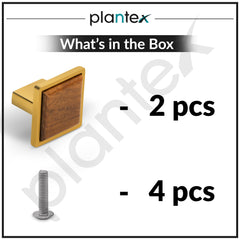 Plantex Drawer Knobs and Pulls - Kitchen Cabinet Handles for Wardrobe - Square Pulls - Pack of 2 (Gold & Wood)-5