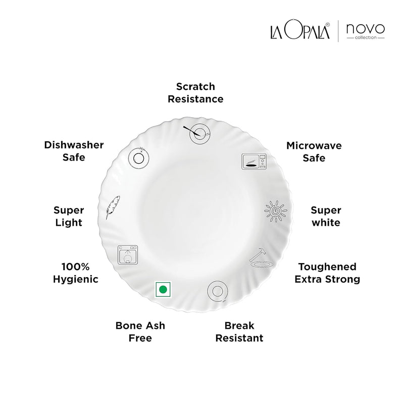 La Opala, Novo Collection Opal Glass Crockery | Cup Lily, Set of 6 | Radiant Curves, 150 ml | for Tea & Coffee | Microwave Safe | 100% Vegetarian | Toughened Extra Strong | Super Light | Super White