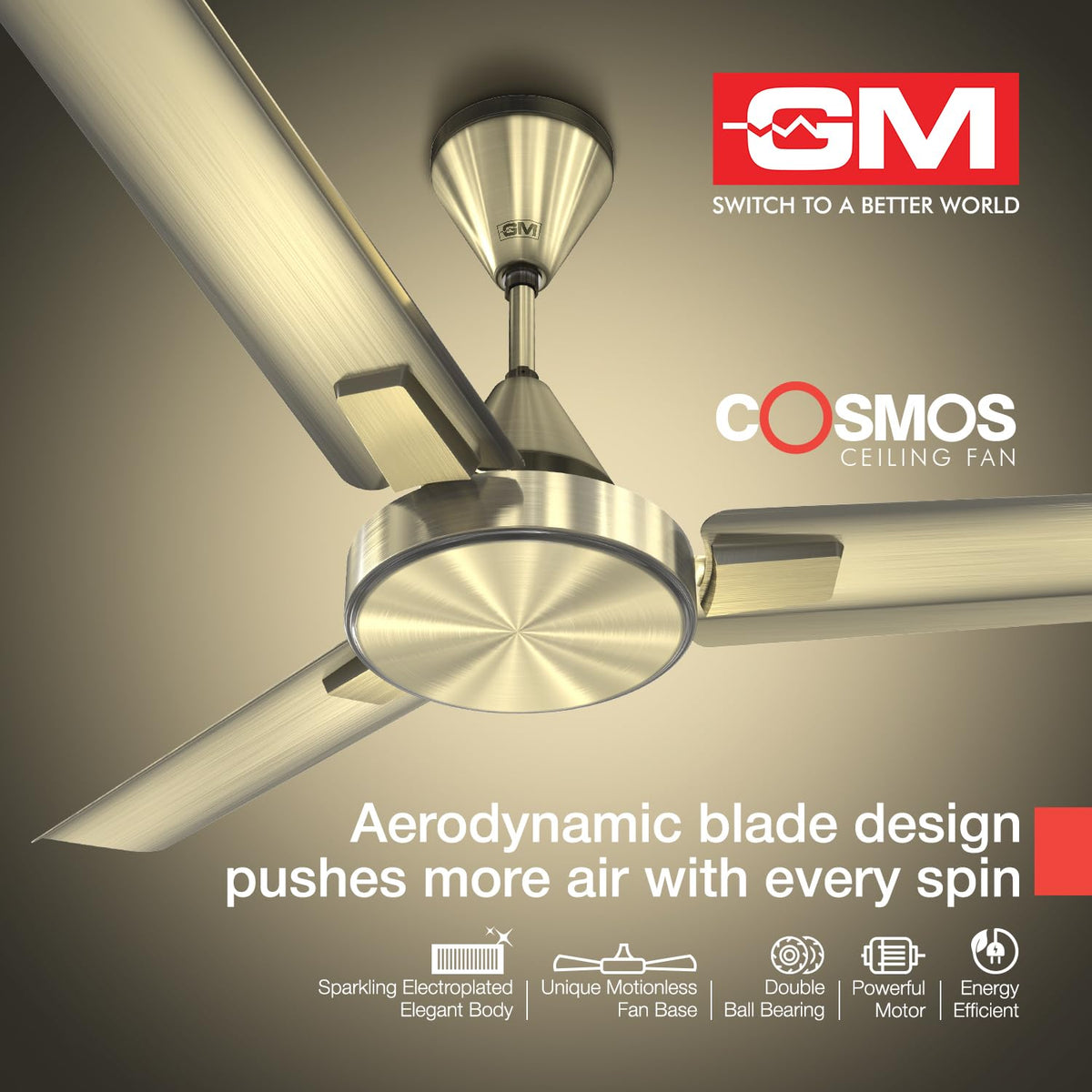GM Cosmos 1200 mm Ceiling Fan – Antique Brass-3