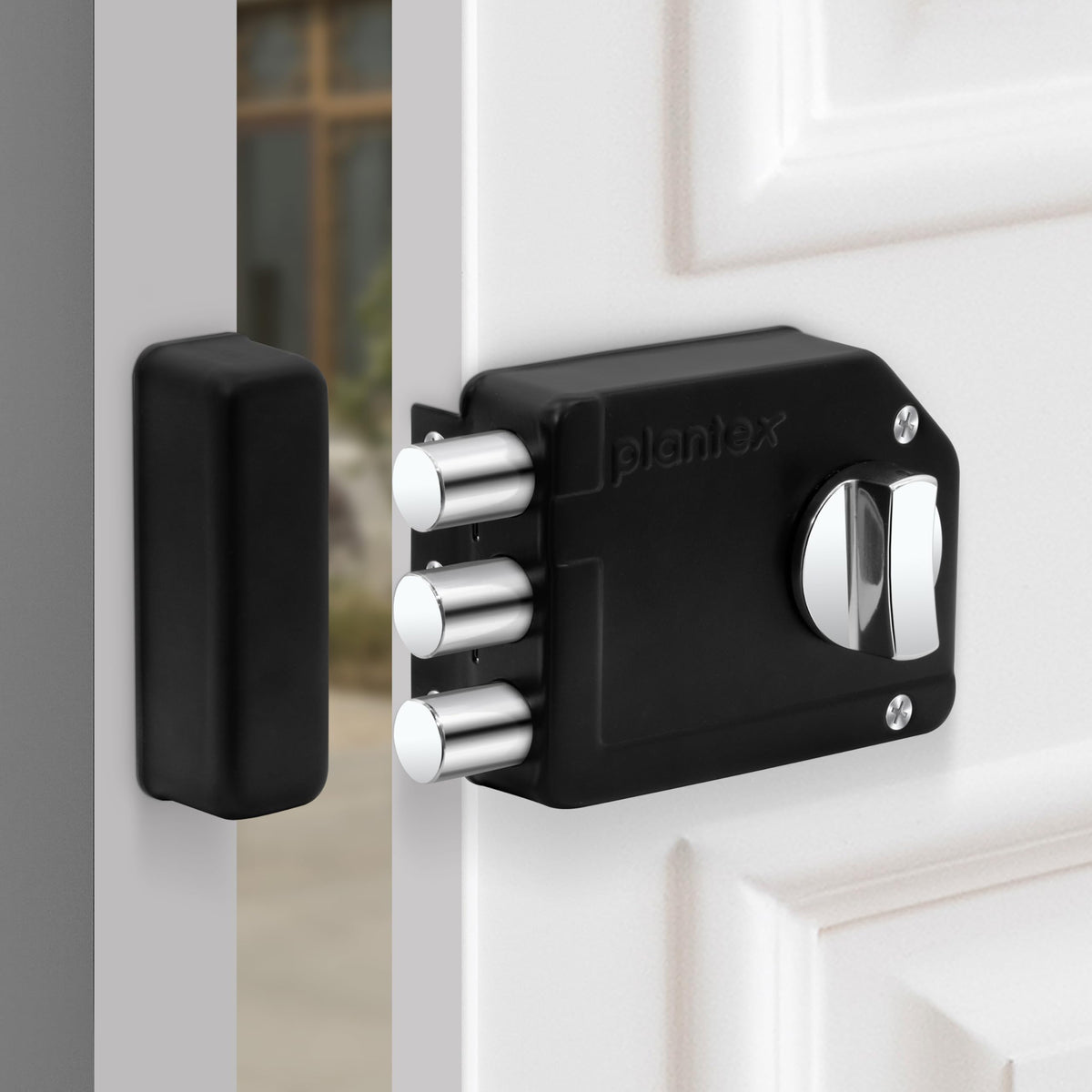 Plantex Brass Tri-Bolt Lock For Main Door/Heavy Duty Door Lock With 4 Keys/Suitable On Single Door For Home/Office/Hotel - Pack Of 1 (Z-Black) (Model APS-TB005)-1
