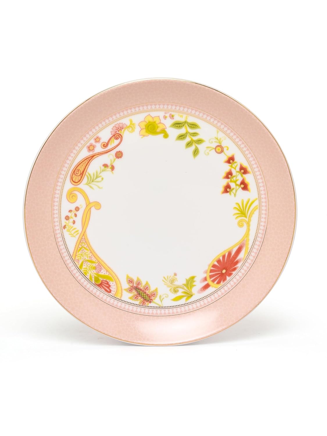 Clay Craft Fine Ceramic Dinner Set of 34 Pcs - Urmi Fiesta (Peach), for Family of 6, Dinner Set Ceramic, Crockery Set, Dining Set for Dinner, Crockery Set for Gift, Kitchen Set for Home