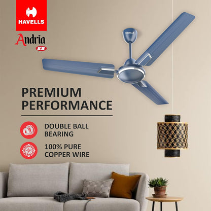 Havells 1200mm Andria Energy Saving Ceiling Fan (Indigo Blue, Pack of 1) 2 stars
