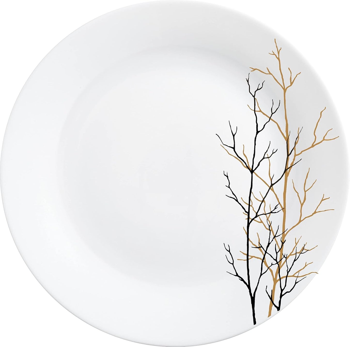 La Opala Diva Ivory Collection Opal Glass Crockery | for Family of 6 | Dinner Set 27 pcs Golden Fall | Plates & Bowls for Dining | Microwave Safe | 100% Vegetarian | Extra Strong | Light & White