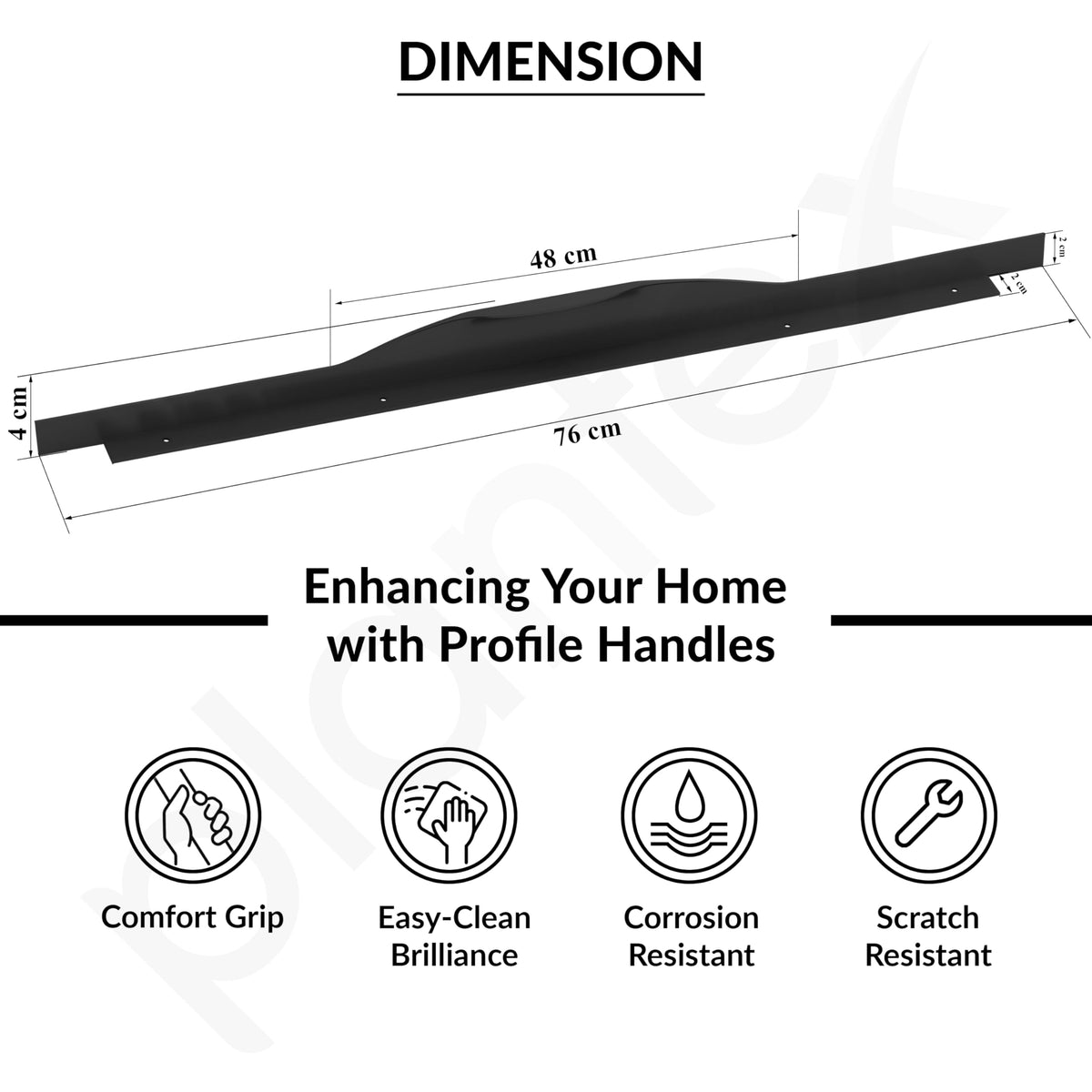Plantex Profile Handle for Kitchen Cabinet/30 Inch Aluminium Drawer Profile Handle/Wardrobe Pull Handle for Home/Office/Hotel - Pack of 3 (Black) (Model APS-PF-1001)-3