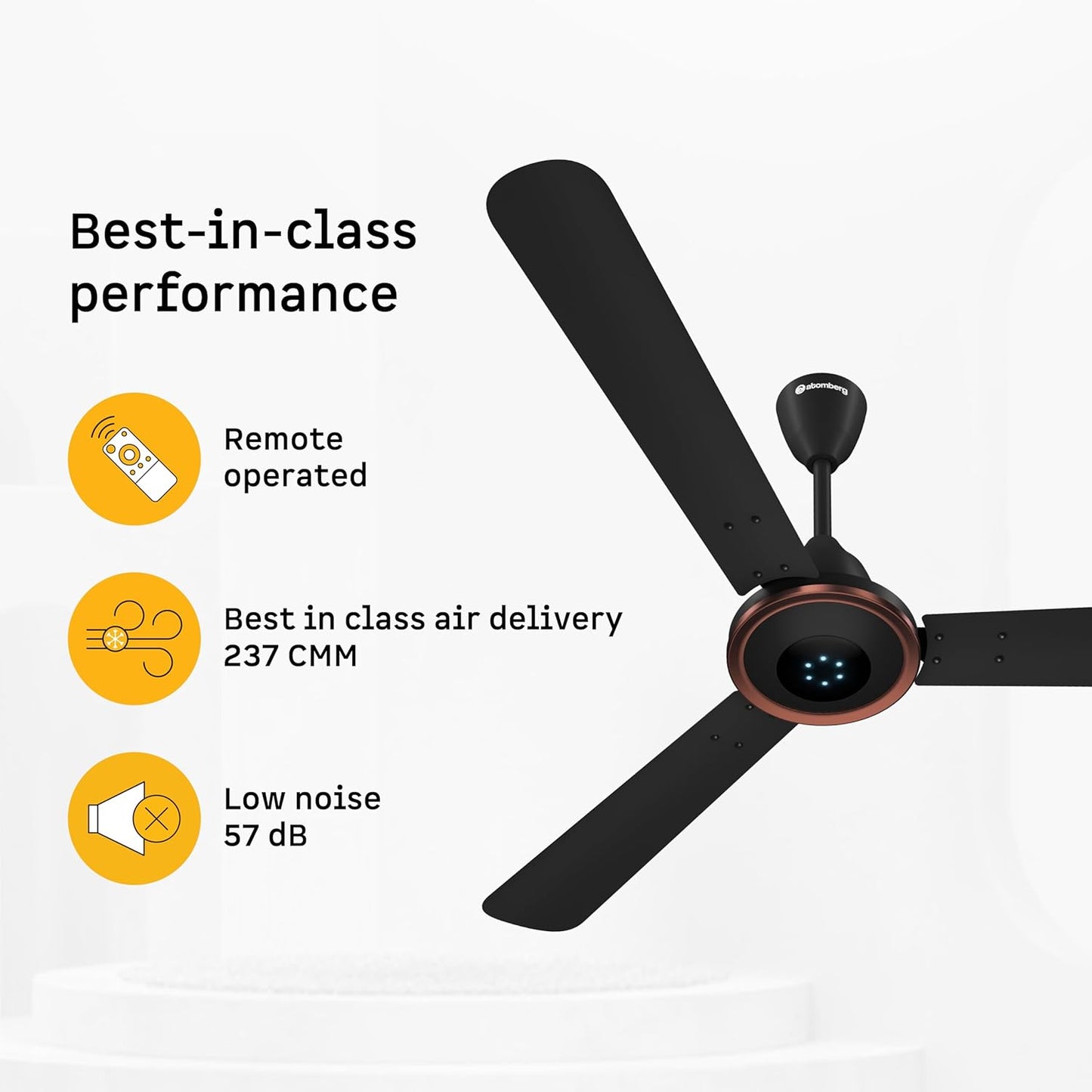 atomberg Erica Artesta 1200mm India's No.1 BLDC Ceiling Fan with Remote | BEE 5-star | Best Air Delivery | Low noise | LED Speed Indicator | 3 Years Warranty| Midnight Black