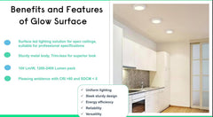 Philips LED Glow Surface Downlight Metal Body, Trim Less Sleek and Energy-efficient Surface Mount Light (6500k - Cool White, B0FLQ816BP)