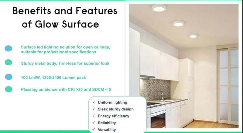 Philips LED Glow Surface Downlight Metal Body, Trim Less Sleek and Energy-efficient Surface Mount Light (6500k - Cool White, B0FLQ816BP)