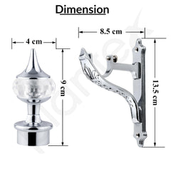 Plantex Aluminium Curtain Holder/Diamond Shaped Curtain Brackets/Curtains Rod Holder (Chrome - 4 Pair)-2