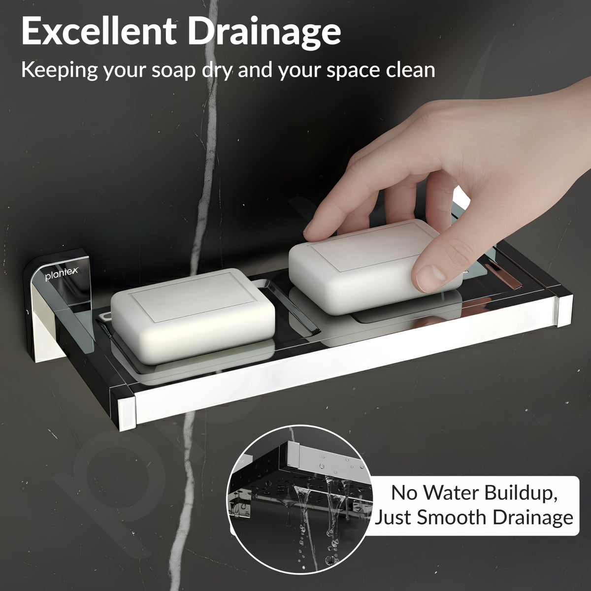 Plantex 304 Grade Stainless Steel Double Soap Dish for Bathroom/Soap Case/Soap Stand/Soap Holder/Bathroom Accessories - Pack of 1 (Rolex, Chrome)-6
