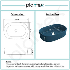 Plantex Ceramic Wash Basin for Bathroom/Oval Counter Top Basin/Tabletop Wash Basin for Home/Office(Pine Blue - 22x14x6 inch)-3