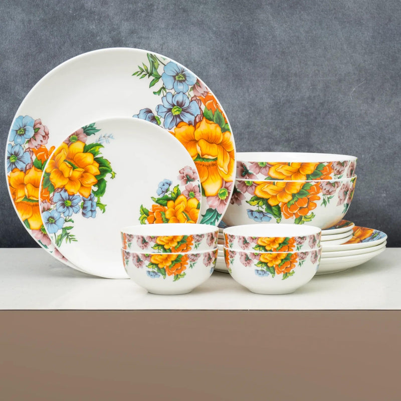 Clay Craft Fine Ceramic Eco Dinner Set, Enchanting Gold, for Family of 4, Dinner Set Ceramic, Crockery Set, Dining Set for Dinner, Crockery Set for Gift, Kitchen Set (ECO3, 12 Pieces)
