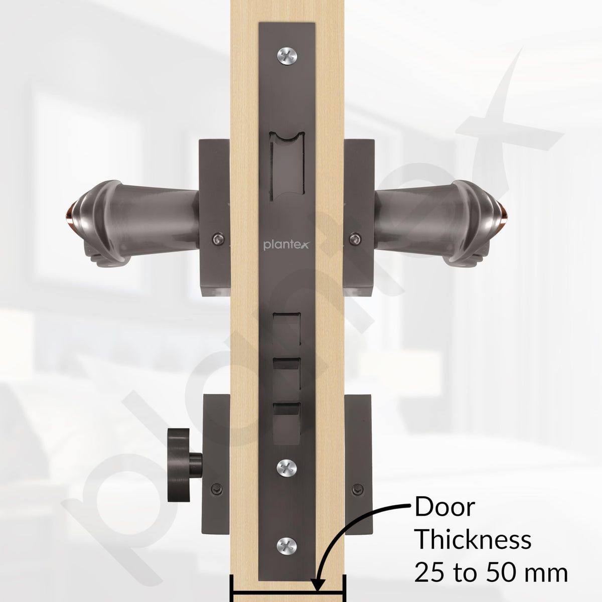 Plantex Main Door Lock/Mortise Lock for Doors - Robust Door Lock Handle for Home with Brass Lock Body & Cylinder (PT-014, Satin Black & Rose Gold)-5