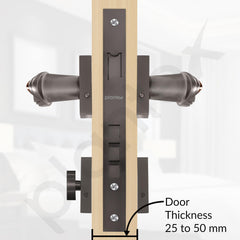Plantex Main Door Lock/Mortise Lock for Doors - Robust Door Lock Handle for Home with Brass Lock Body & Cylinder (PT-014, Satin Black & Rose Gold)-5