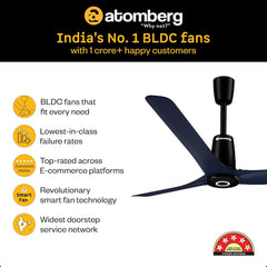 atomberg Aris Contour Smart 1200mm Voice Controlled BLDC Ceiling Fan with Remote | BEE 5 star | Best-in-class Air Flow | Silent Operation| Designer Fan | Free Installation | 5 Year Warranty |Ritz Blue