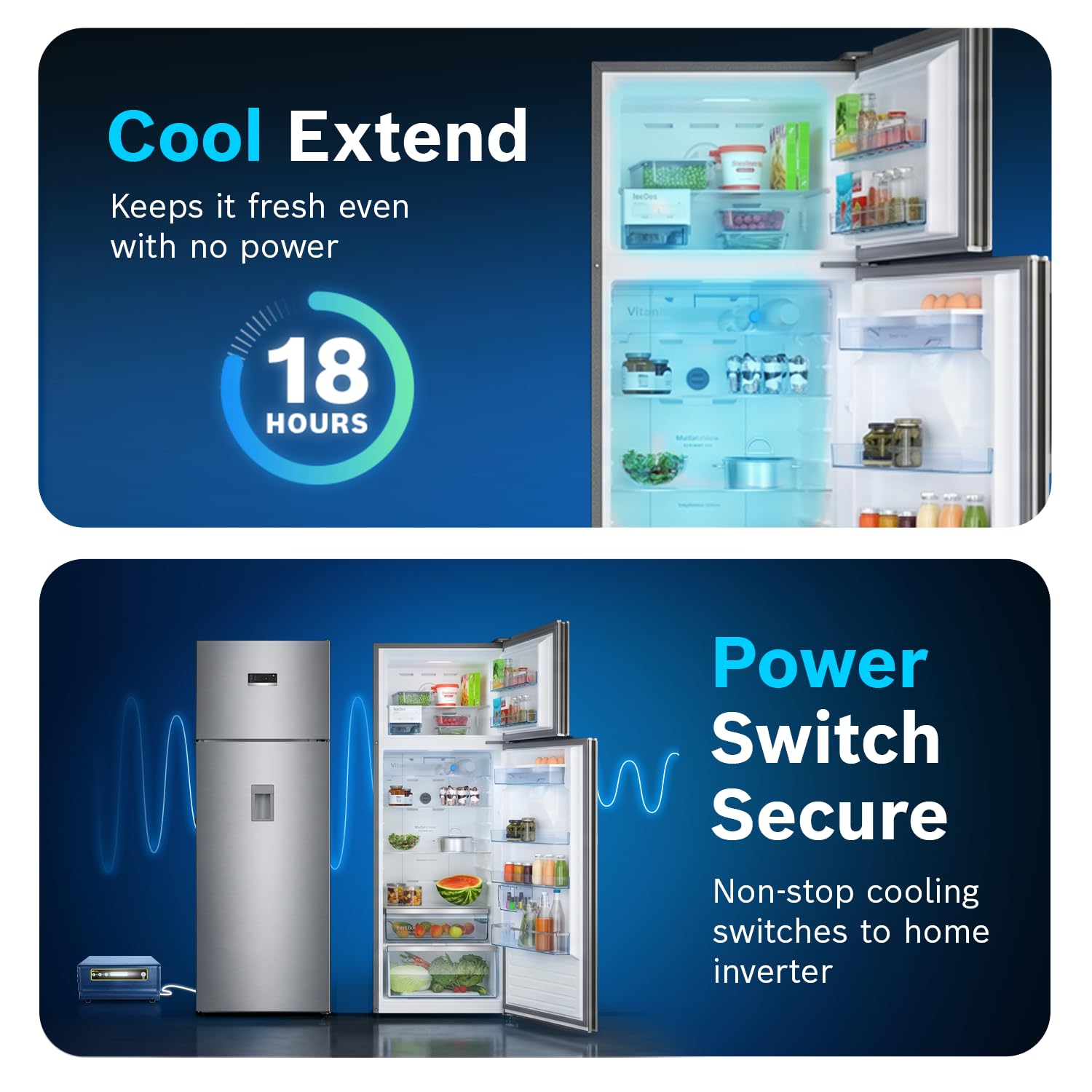 Bosch 368L, 1 Star, Frost Free Double Door Refrigerator with 2.5 L Water Dispenser | 6-in-1 Convertible Storage Modes | Fresh up to 10 Days | Touch Panel | 2 Cooling System (CTC39S21AI, Steel, 2026)