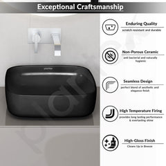 Plantex Ceramic Commode with Washbasin/Rimless Washdown Commode for Toilet/S Trap Western Toilet Combo/Bathroom Wash Basin - (Matt Black)-3