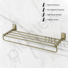 Plantex 304 Grade Stainless Steel 24 inch Towel Rack/Towel Bar/Towel Hanger/Towel Storage for Bathroom - Crystal (Brass Antique)-3