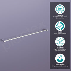 Plantex Stainless Steel Towel Hanger for Bathroom/Single Towel Rod/Towel Stand for Kitchen/Bathroom Accessories (24-inch) Chrome-2