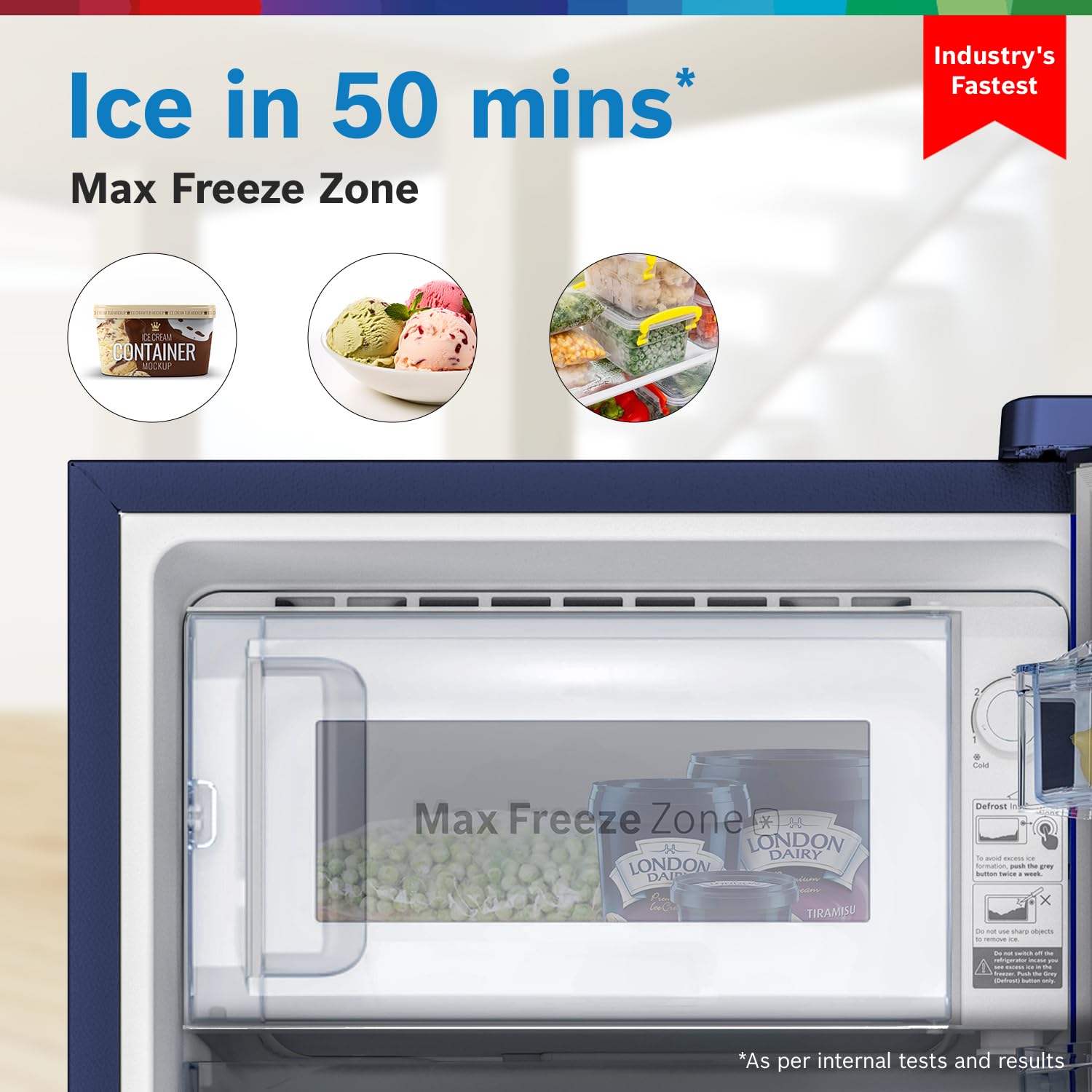 BOSCH 207 L, 4 Star Single Door Refrigerator with Industry's largest vegetable box* & Beverage space (CST20B34NI, Feather Blue| 18 Hr Cooling Retention, 2.5x Faster Cooling, Smart inverter compressor