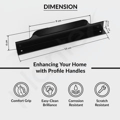 Plantex Profile Handle for Kitchen Cabinet/6 Inch Aluminium Drawer Profile Handle/Wardrobe Pull Handle for Home/Office/Hotel - Pack of 5 (Black) (Model APS-PF-1004)-3