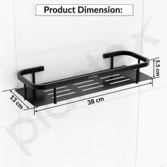 Plantex 304 Stainless Steel Bathroom Shelf/Wall Mounted Bathroom Organiser with Drill/Kitchen Storage Shelf(15X5 Inch-Black Finish)-4
