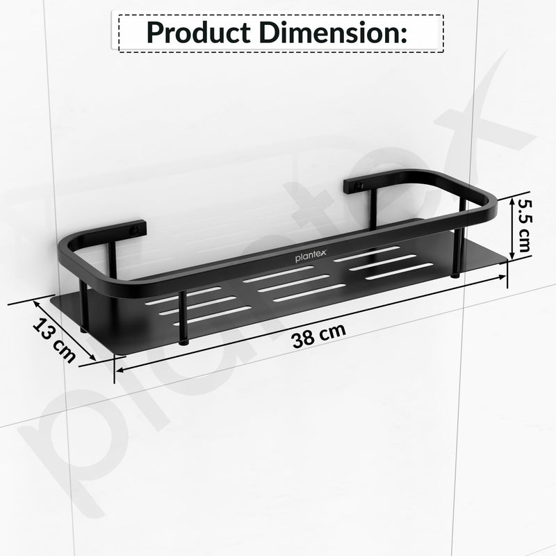 Plantex 304 Stainless Steel Bathroom Shelf/Wall Mounted Bathroom Organiser with Drill/Kitchen Storage Shelf(15X5 Inch-Black Finish)-4