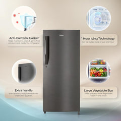 Haier 190 L 5 Star Direct Cool Inverter Single Door Refrigerator with Fast Ice Making, Easy Clean Back, Large Vegetable Box (HED-205DSA-P, Dazzle)-2