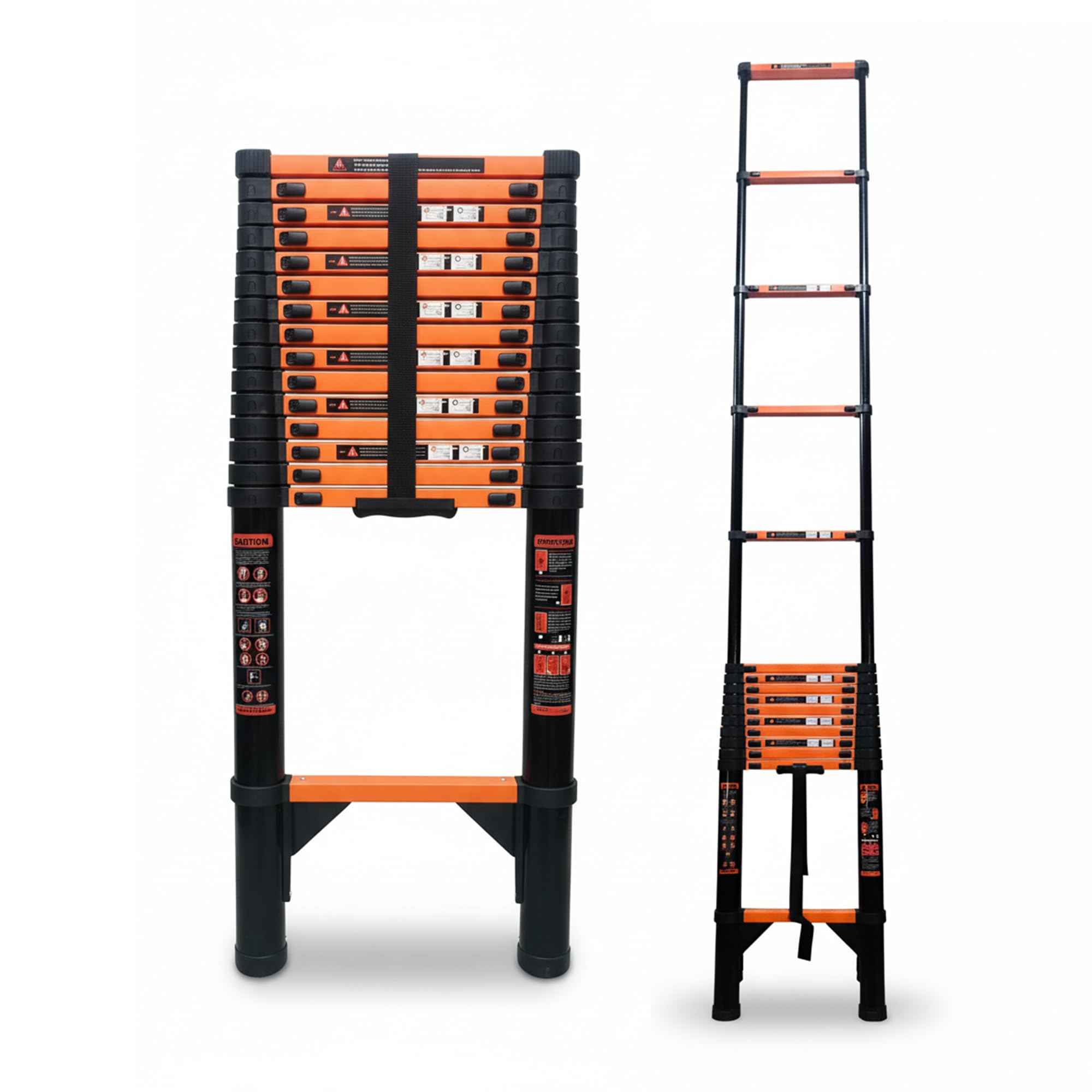 BonKaso VertiPro 2M(6.5Ft) Telescopic Ladder|Aluminum Ladder 7 Step|Multipurpose for Home & Outdoor use with Self Locking Mechanism|EN131 Certified Max Load Capacity of 150kg
