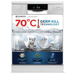 Faber 14 Place Settings Free Standing Dishwasher|8 Wash Programs | LED Display | Adjustable Racks | 3D Wash for Tough Stains | 2Yr Comprehensive Warranty & 10Yr On Cavity | FFSD 8PR 14S, Silver