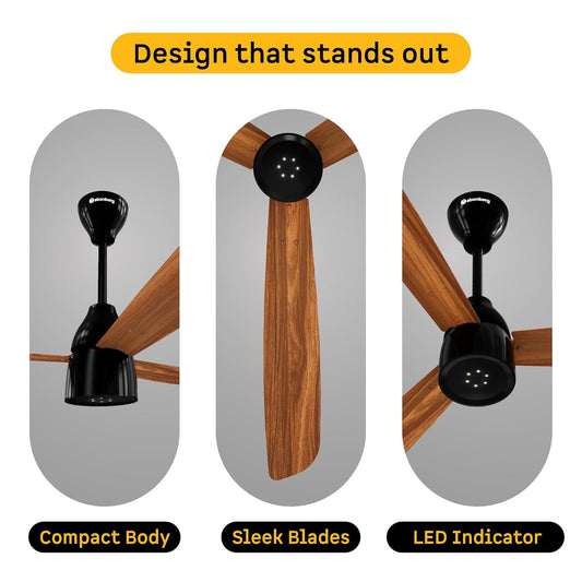 atomberg Renesa Enzel 1200mm BLDC Ceiling Fan with Remote Control | BEE 5 star High Air Delivery with LED Indicators| 3 Year Warranty (Honey Maplewood)