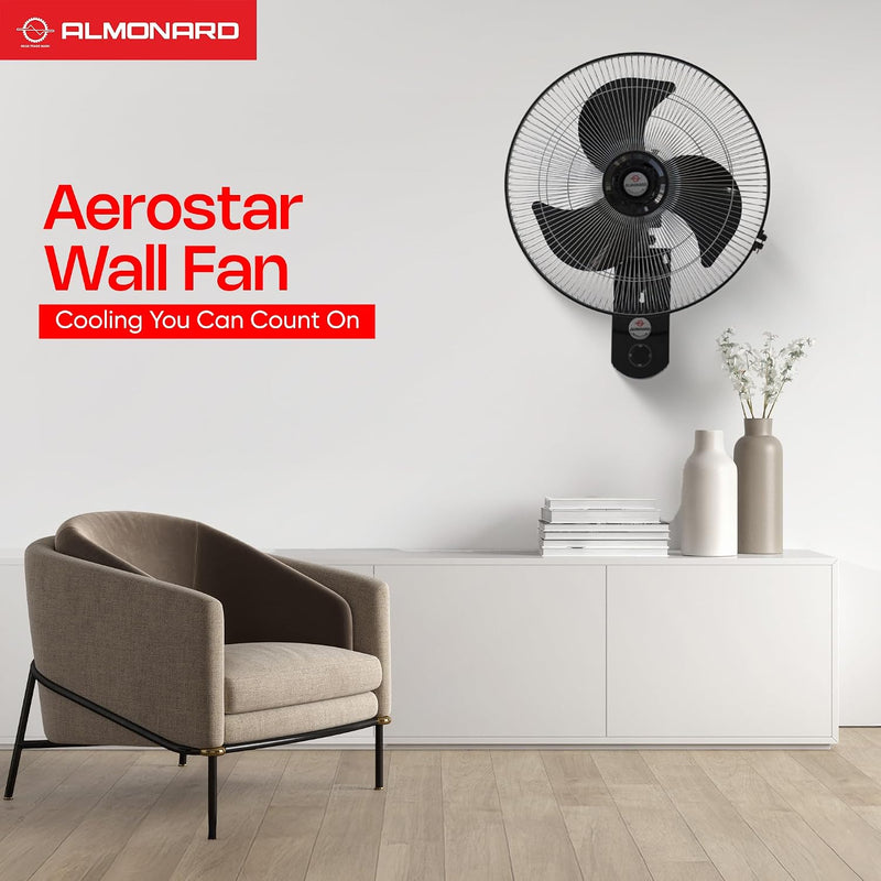 Almonard Aerostar 450 mm High Speed Wall Fan with 100% Copper Motor (Black)-2