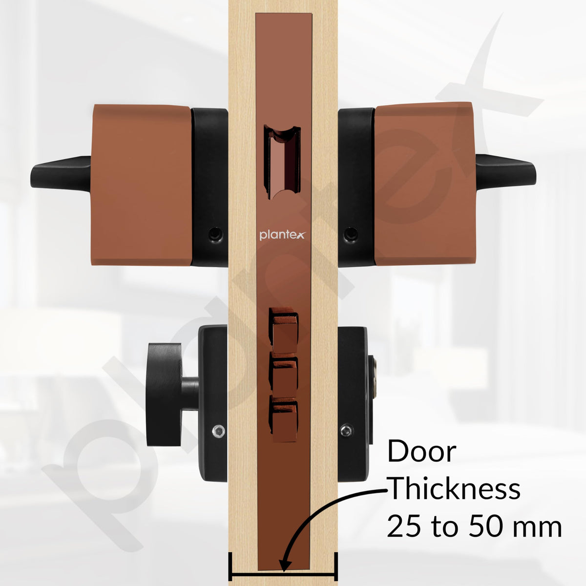 Plantex Door Lock for Home/Main Door Lock Set with 3 Computerized Key/Mortise Locks for Door with Brass Lockbody & Cylinder (SM036, Rose Gold & Black)-5