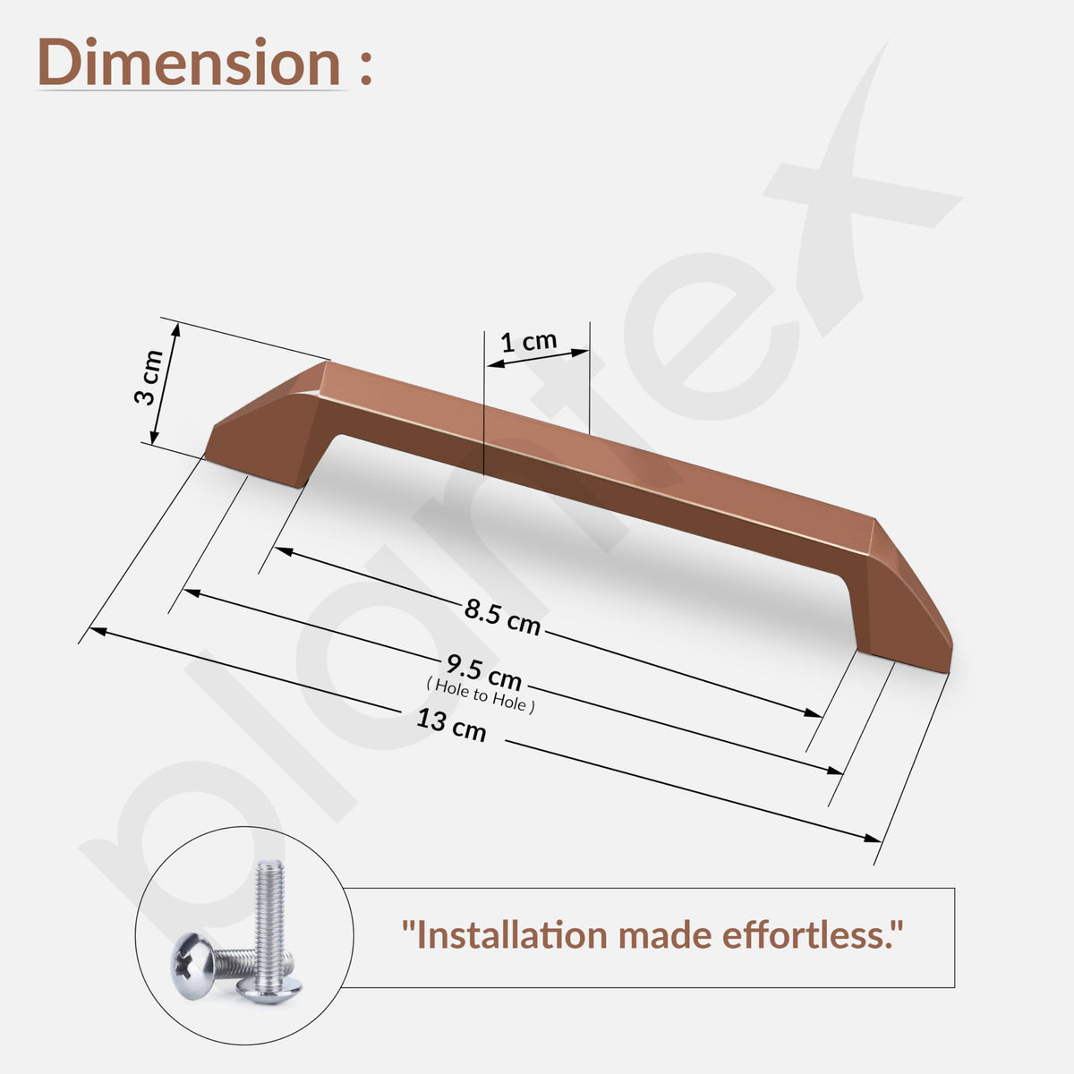 Plantex Cabinet Handle/Kitchen Cabinet Door Handle/Wardrobe/96 mm Cupboard Handle/Door Pull-Push Handle for Home/Office - Pack of 2 (Rose Gold) (Model APS-DTC-3780)-3
