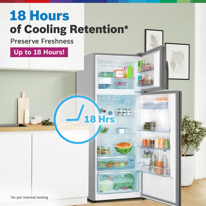 BOSCH Max Convert 368L, 3-Star, Inverter Frost Free Double Door Refrigerator With Water Dispenser (CTC39S03DI, 6-in-1 Convertible, VitaFresh Technology, 2 Cooling System, Shiny Silver)