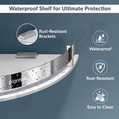 Plantex Bathroom Corner Shelf for Wall Acrylic/Wall Mounted Shelf for Bathroom with Stainless Steel Railings/Wash Room Accessories Items (White, 10x10 inches)-2