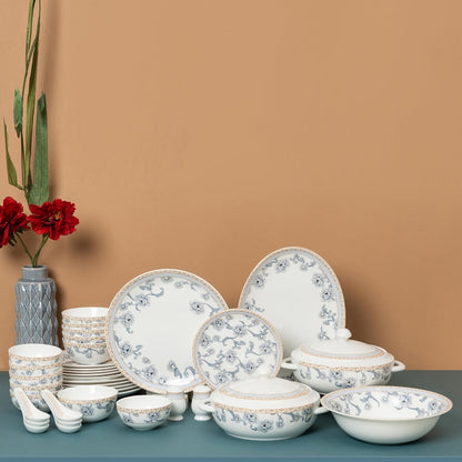 Clay Craft Marble Finish - Fine Ceramic -Dinner Set 38 PCS (Dinner Set), for Family of 6, Dinner Set Ceramic, Dining Set for Dinner, Crockery Set for Gift, Kitchen Set for Home, Crockery Set
