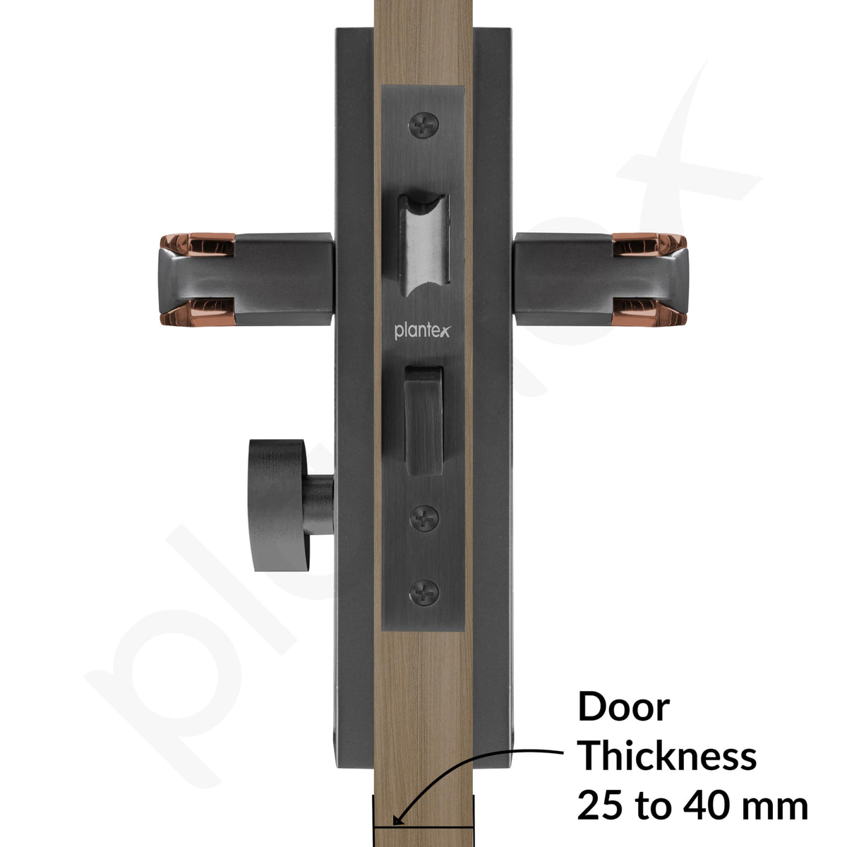 Plantex Heavy Duty Door Lock Set - Main Door Lock Handle Set/Mortise Locks with 3 Keys, Brass Body & Cylinder (8064 - Grey & PVD Choco)-5