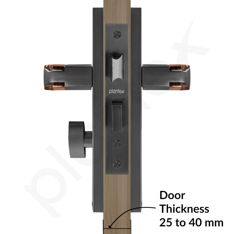 Plantex Heavy Duty Door Lock Set - Main Door Lock Handle Set/Mortise Locks with 3 Keys, Brass Body & Cylinder (8064 - Grey & PVD Choco)-5