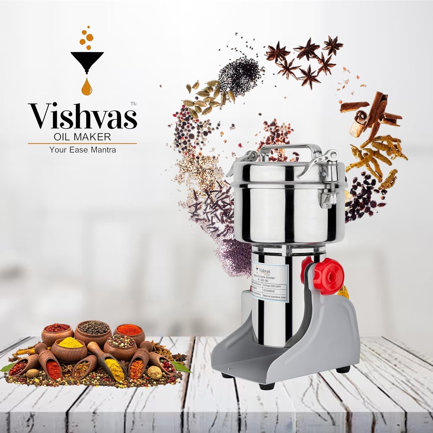 Vishvas Dry Masala Grinder Machine - Your All-in-One Solution for Grinding Spices, Herbs, and Seeds 500 GM