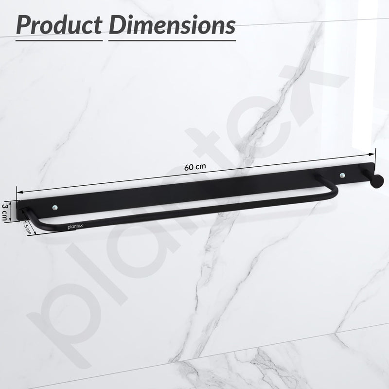Plantex Towel Holder for Bathroom/Stainless Steel 24 inch Towel Rod/Towel Bar/Towel Hanger/Bathroom Accessories -Pack of 1 (Black)-3