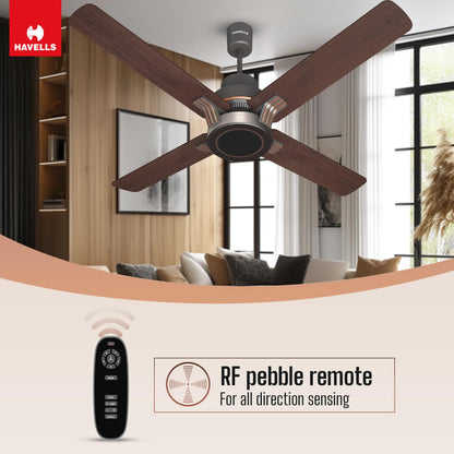Havells 1320Mm Florette Bldc Motor Ceiling Fan|Remote Controlled, High Air Delivery Fan|5 Stars Rated, Upto 60% Energy Saving, 2 Year Warranty|(Pack Of 1, Smoke Brown Wood)