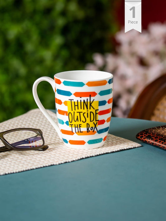 Clay Craft Fine Ceramic Printed Milk/Coffee Mug 1 Piece -300 ml (Think Outside The Box)